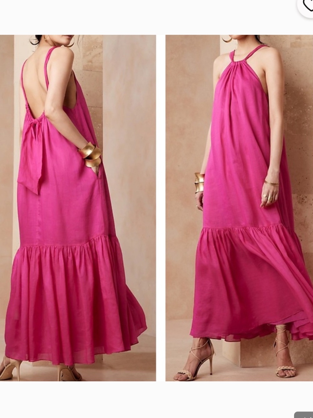 Banana Republic Elegant Pink Halter Maxi Dress Sz: L